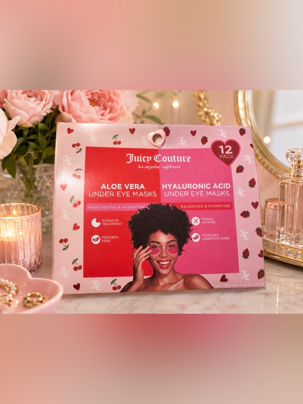 Juicy Couture Aloe Vera + Hyaluronic Acid Hydrogel Under Eye Masks 12 Pack NWT